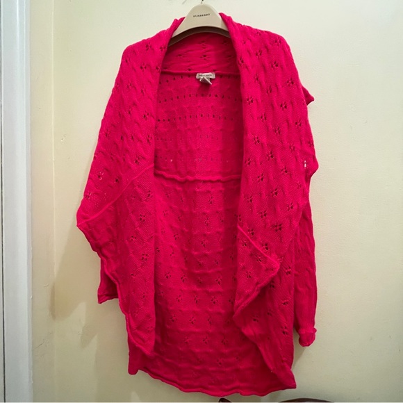 Vertical Design Pink CONVERTIBLE Open knit Cadigan Sweater 100% cotton, Sz M - Picture 2 of 12